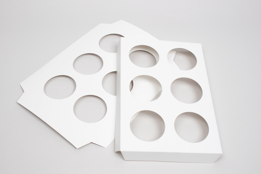 6 LARGE TIN WHITE PAPERBOARD INSERTS FOR MAGNETIC GIFT BOXES