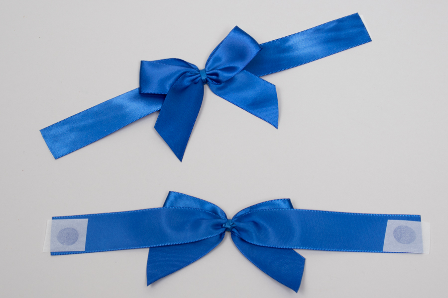 6” x 4” PRE-TIED BOW – SELF-ADHESIVE 1-1/2” BLUE RIBBON FOR 10” x 10” MAGNETIC BOX