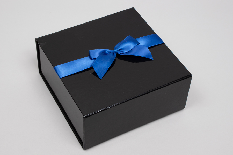 6” x 4” PRE-TIED BOW – SELF-ADHESIVE 1-1/2” BLUE RIBBON FOR 10” x 10” MAGNETIC BOX