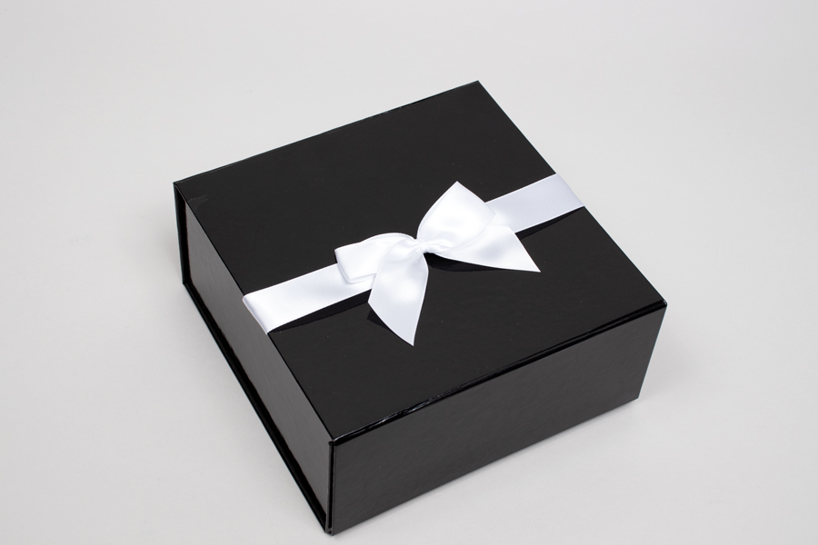 Chanel Black Gift Box with White Ribbon Bow  Black gift boxes, Ribbon  bows, White ribbon