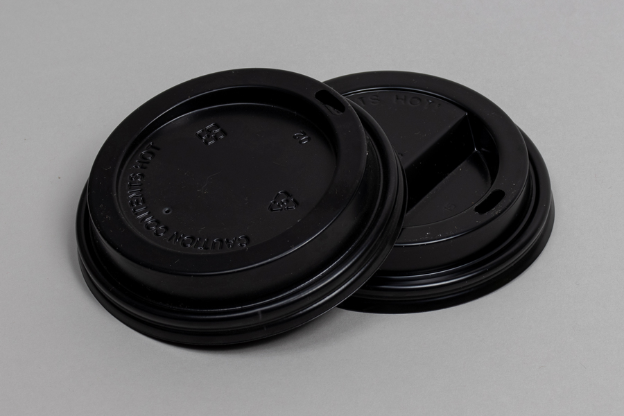 12-20 OUNCE BLACK PLASTIC DOME SIPPER LIDS FOR RIPPLE PAPER CUPS