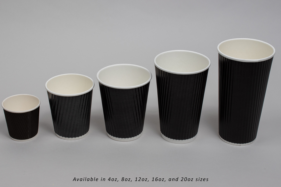 20 OUNCE BLACK INSULATED RIPPLE PAPER CUPS