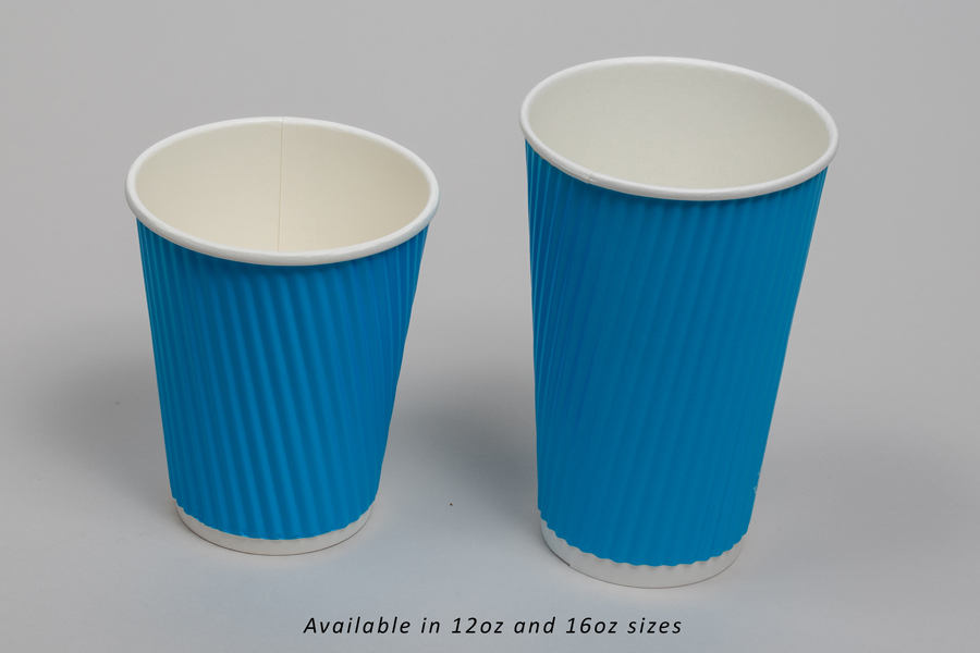 16 OUNCE ELECTRIC BLUE INSULATED RIPPLE PAPER CUPS