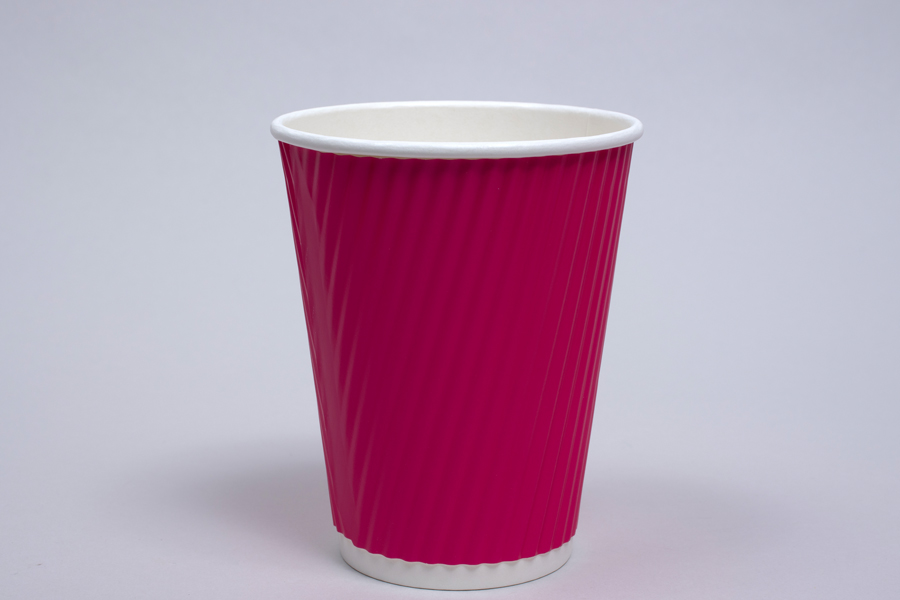 12 OUNCE HOT PINK INSULATED RIPPLE PAPER CUPS