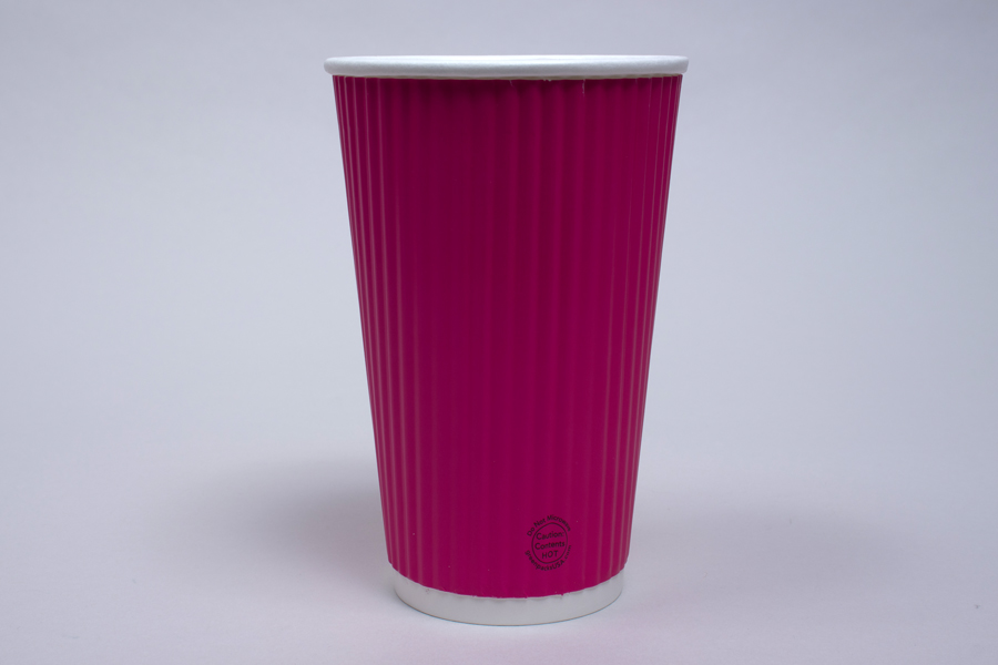 16 OUNCE HOT PINK INSULATED RIPPLE PAPER CUPS