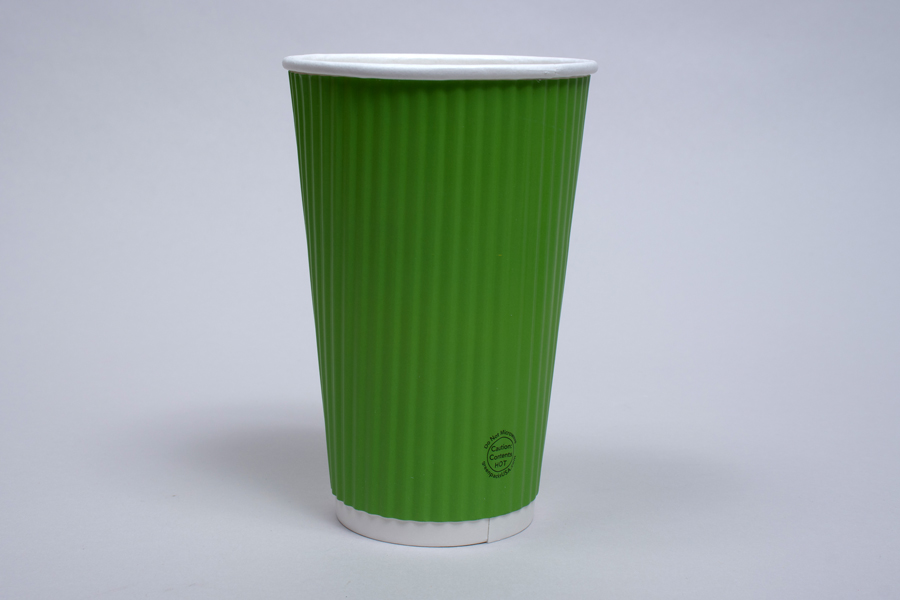 16 OUNCE PURE GREEN INSULATED RIPPLE PAPER CUPS