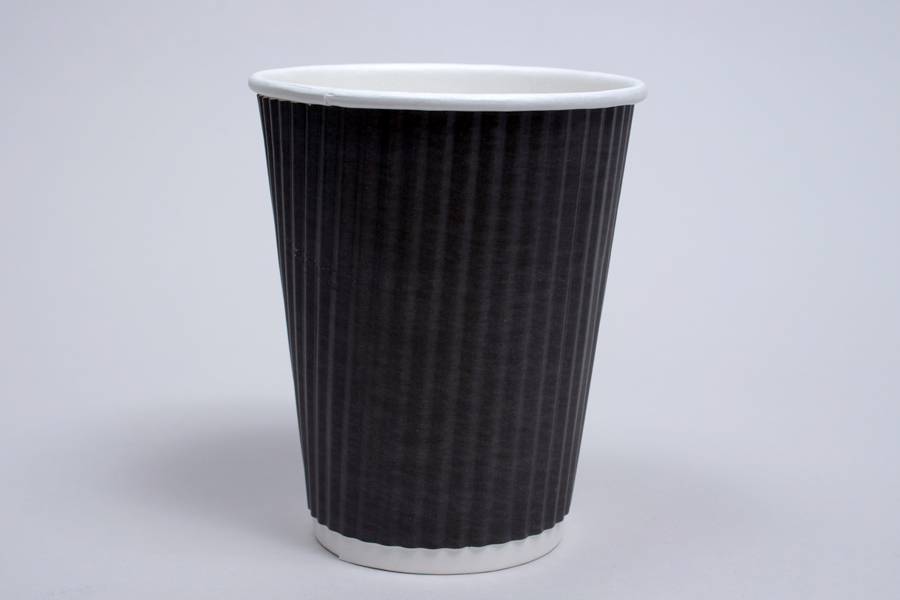 12 OUNCE BLACK INSULATED RIPPLE PAPER CUPS