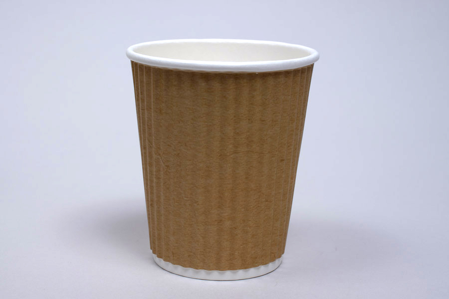 8 OUNCE NATURAL KRAFT INSULATED RIPPLE PAPER CUPS