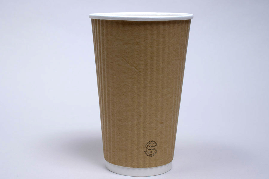 16 OUNCE NATURAL KRAFT INSULATED RIPPLE PAPER CUPS