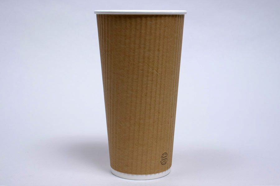 20 OUNCE NATURAL KRAFT INSULATED RIPPLE PAPER CUPS