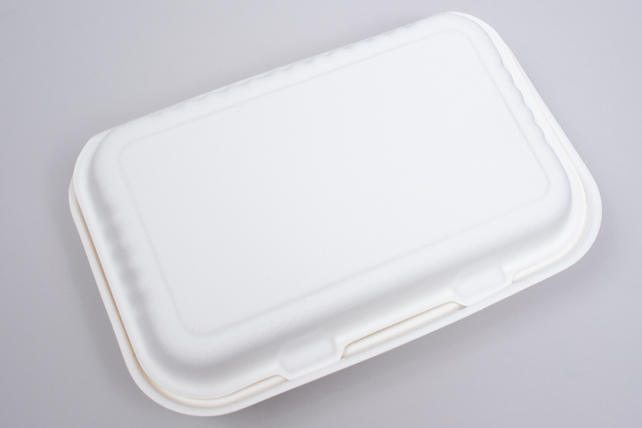 2 Compartment Clamshell Food Container - 9x6 Divided Hinged To Go Box