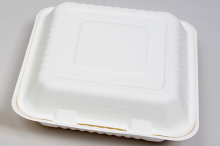 9 x 9 x 3-1/5 BAGASSE COMPOSTABLE CLAMSHELL FOOD TAKEOUT BOXES