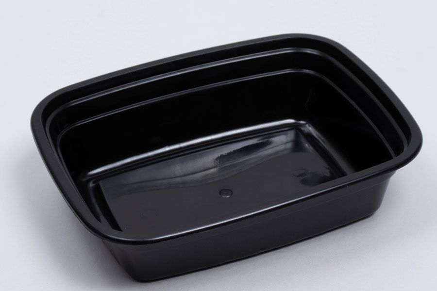 Choice 12 oz. Black 6 x 4 3/4 x 1 3/4 Rectangular Microwavable Heavy  Weight Container with Lid - 150/Case