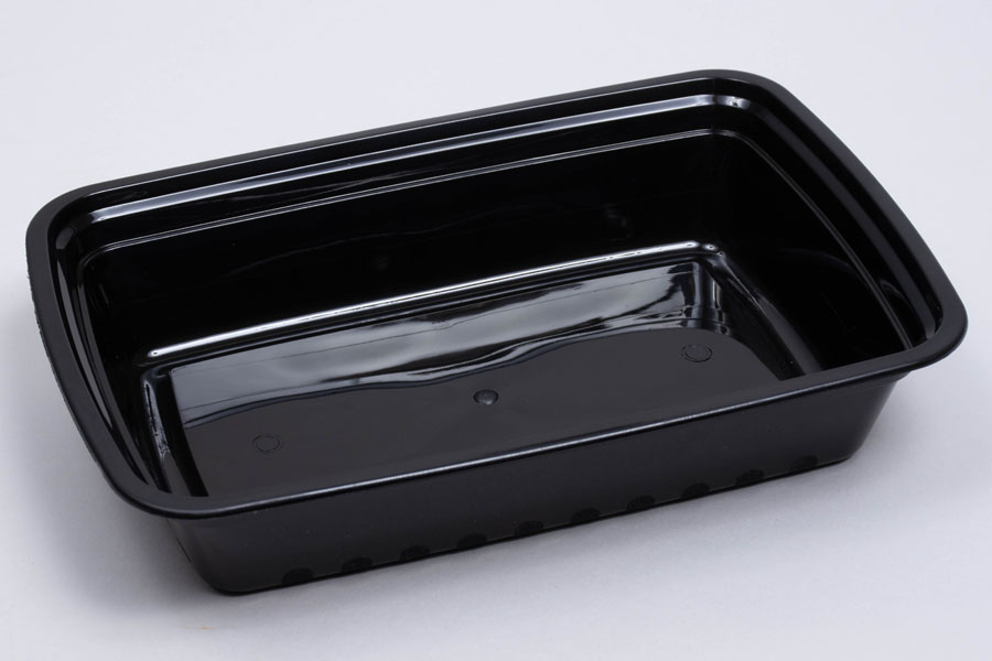 Plastic To-Go Containers And Lids - Rectangle - Black With Clear