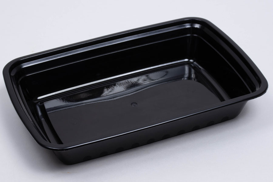 SMALL FOOD TRAYS WITH BLACK PLASTIC BASES AND CLEAR PLASTIC LIDS FOR COLD FOOD 