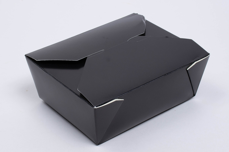 6 x 4-3/4 x 2-1/2 BLACK PAPER FOLDING #8 FOOD TAKEOUT CONTAINERS