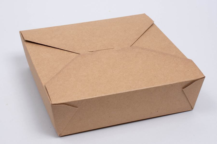 8-1/2 x 8-1/2 x 2-1/2 NATURAL KRAFT PAPER FOLDING #5 FOOD TAKEOUT CONTAINERS