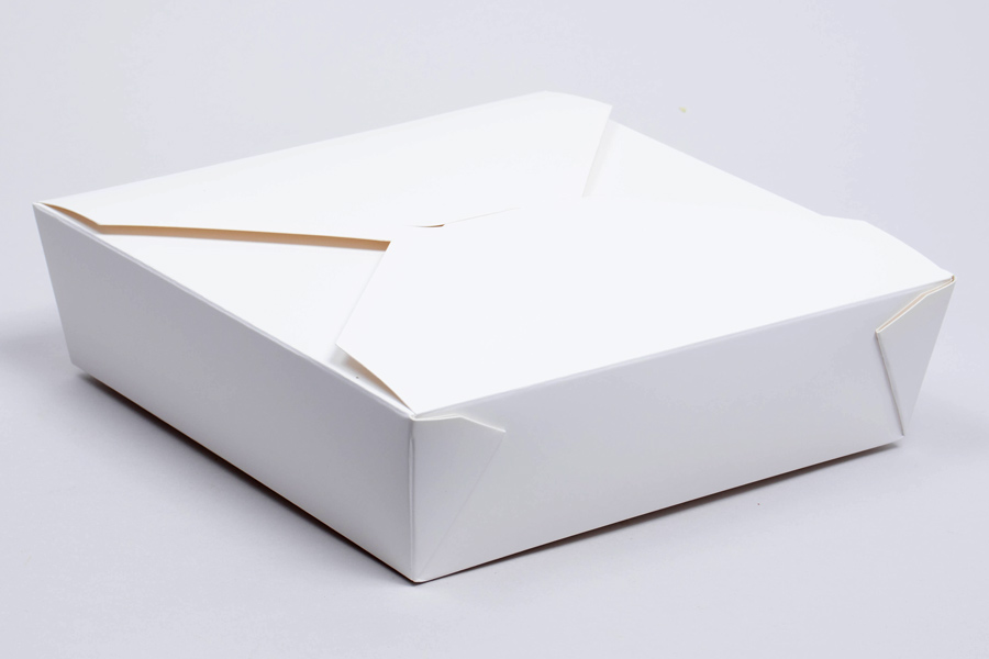 8-1/2 x 8-1/2 x 2-1/2 WHITE PAPER FOLDING #5 FOOD TAKEOUT CONTAINERS