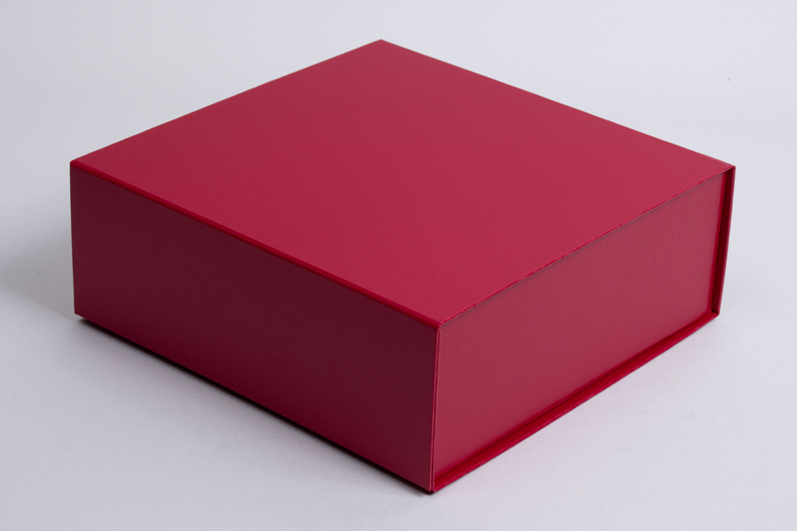 6 x 6 x 2-3/4 SCARLET LEATHERETTE MAGNETIC LID GIFT BOXES