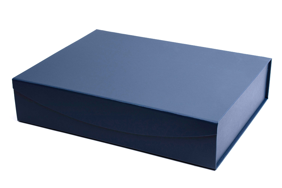 14-3/8 x 10-3/4 x 3-1/8 NAVY BLUE LEATHERETTE MAGNETIC LID GIFT BOXES