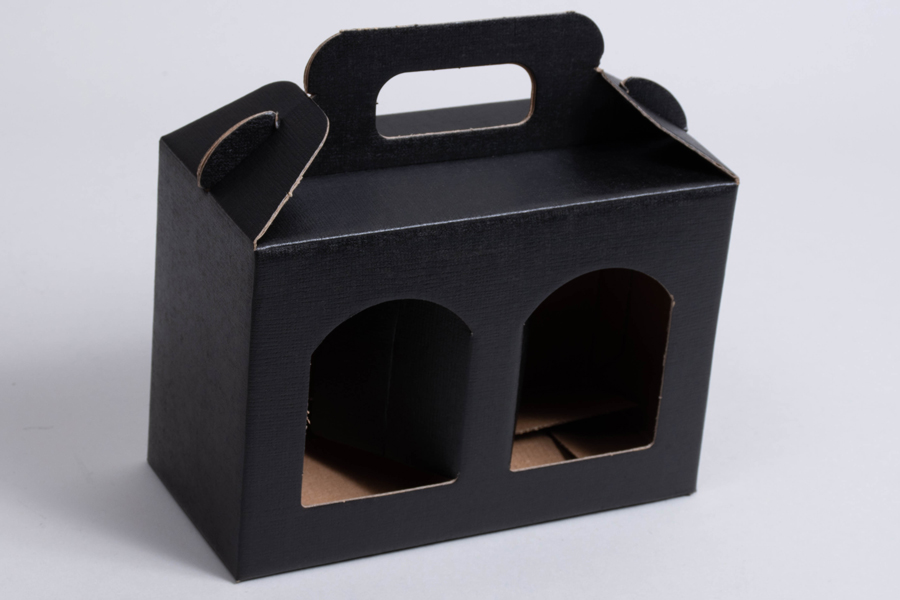 6-5/8 x 3-1/8 x 4-11/16 MATTE BLACK LINEN WINDOW JAR CARRIER BOXES – 2 JAR