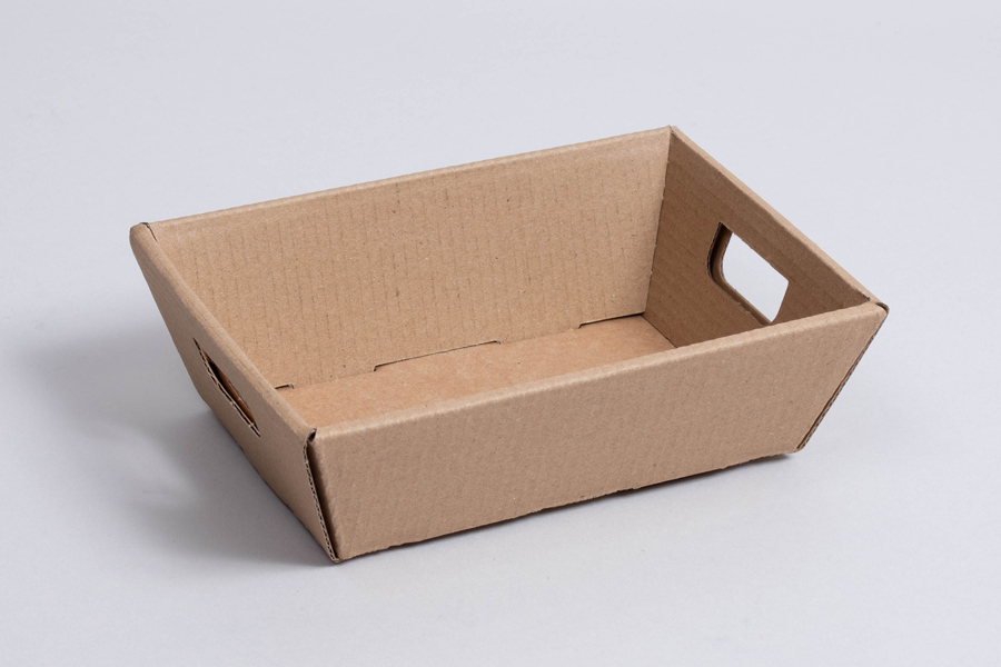 6 x 4-1/4 x 2 NATURAL KRAFT MARKET TRAYS WITH HANDLES