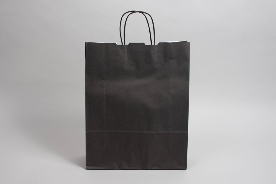 8-3/4 x 3-1/2 x 9 BRIGHT BLACK TINTED PAPER SHOPPING BAGS