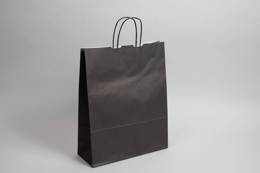 8-3/4 x 3-1/2 x 9 BRIGHT BLACK TINTED PAPER SHOPPING BAGS