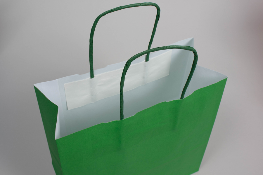 8-3/4 x 3-1/2 x 9 BRIGHT KELLY GREEN TINTED PAPER SHOPPING BAGS