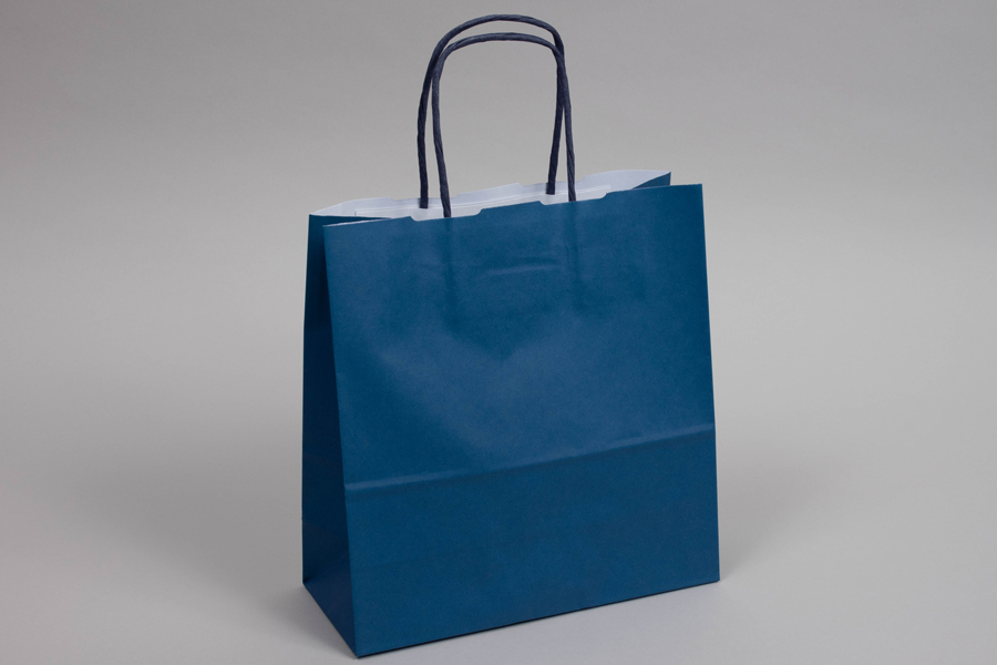 8-3/4 x 3-1/2 x 9 BRIGHT NAVY BLUE TINTED PAPER SHOPPING BAGS