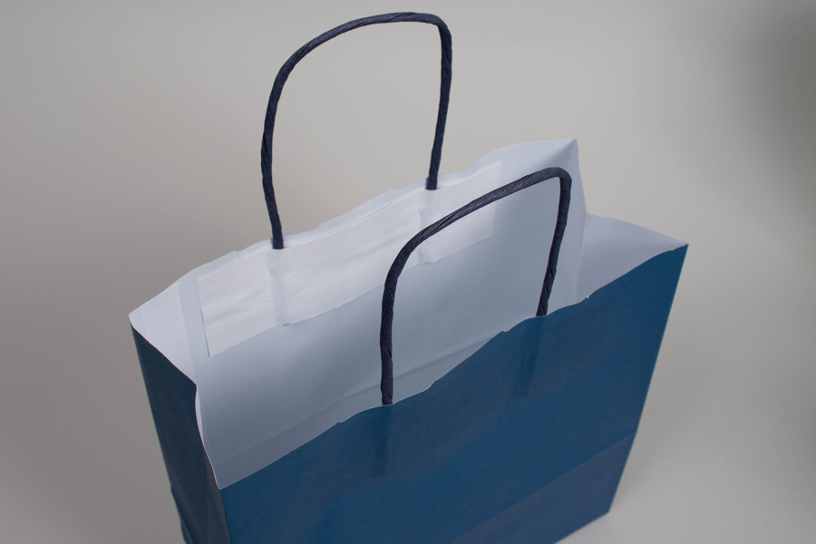 9-3/4 x 4-3/8 x 12-1/4 BRIGHT NAVY BLUE TINTED PAPER SHOPPING BAGS