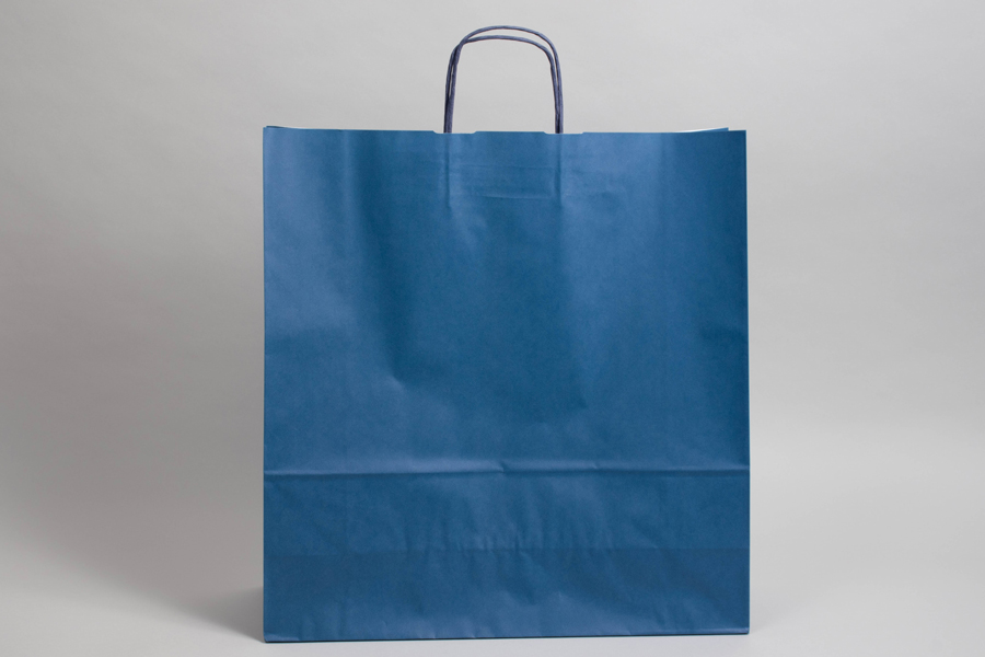 17-1/4 x 6 x 18 BRIGHT NAVY BLUE TINTED PAPER SHOPPING BAGS