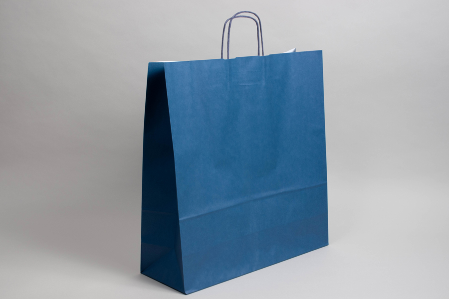 17-1/4 x 6 x 18 BRIGHT NAVY BLUE TINTED PAPER SHOPPING BAGS