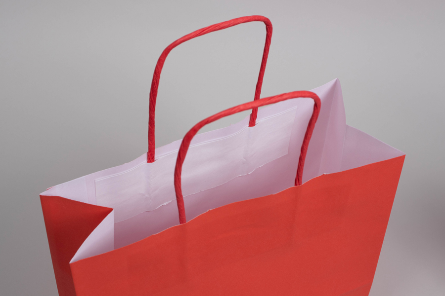 8-3/4 x 3-1/2 x 9 BRIGHT WARM RED TINTED PAPER SHOPPING BAGS