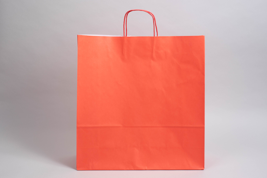 17-1/4 x 6 x 18 BRIGHT WARM RED TINTED PAPER SHOPPING BAGS