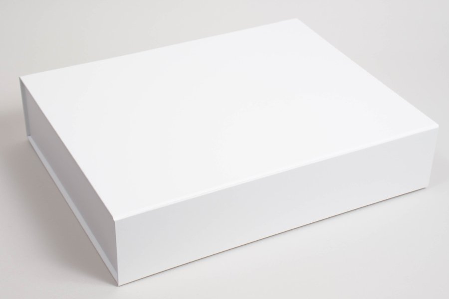 8 X 11-7/8 X 4-1/2 PLUS-SERIES™ 7-FLAP COLLAPSIBLE MATTE WHITE MAGNETIC GIFT BOXES