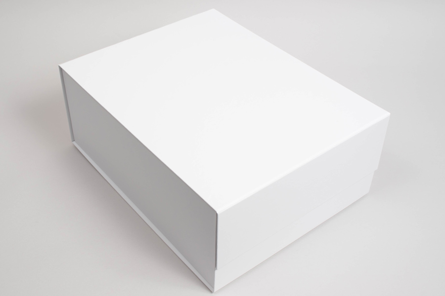 10 X 6-3/4 X 2-7/8 PLUS-SERIES™ 7-FLAP COLLAPSIBLE MATTE WHITE MAGNETIC GIFT BOXES