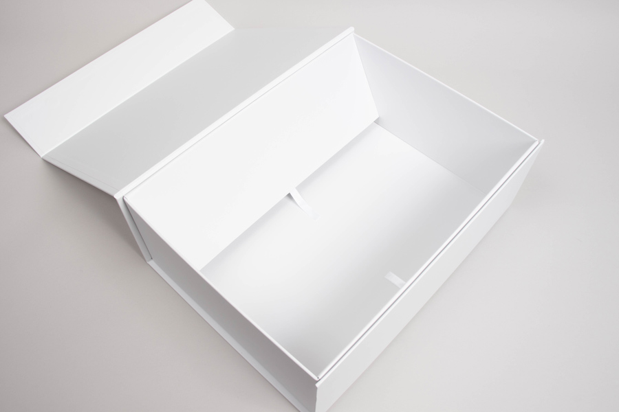 13-13/32 X 9-7/8 X 4-3/4 PLUS-SERIES™ 7-FLAP COLLAPSIBLE MATTE WHITE MAGNETIC GIFT BOXES
