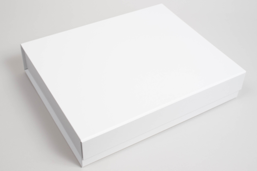 13-7/8 X 11-13/32 X 2-7/8 PLUS-SERIES™ 7-FLAP COLLAPSIBLE MATTE WHITE MAGNETIC GIFT BOXES