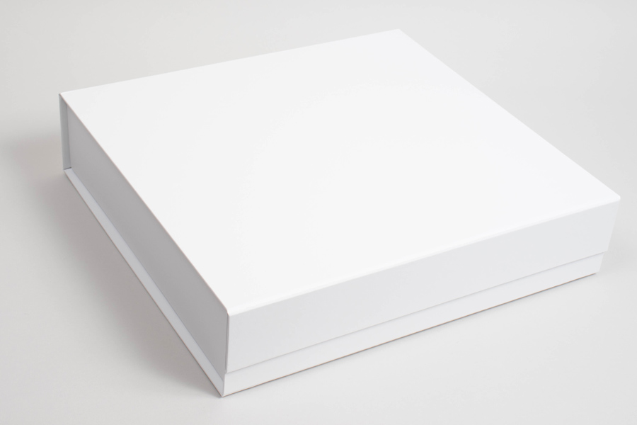 14 X 13-13/32 X 3-5/32 PLUS-SERIES™ 7-FLAP COLLAPSIBLE MATTE WHITE MAGNETIC GIFT BOXES