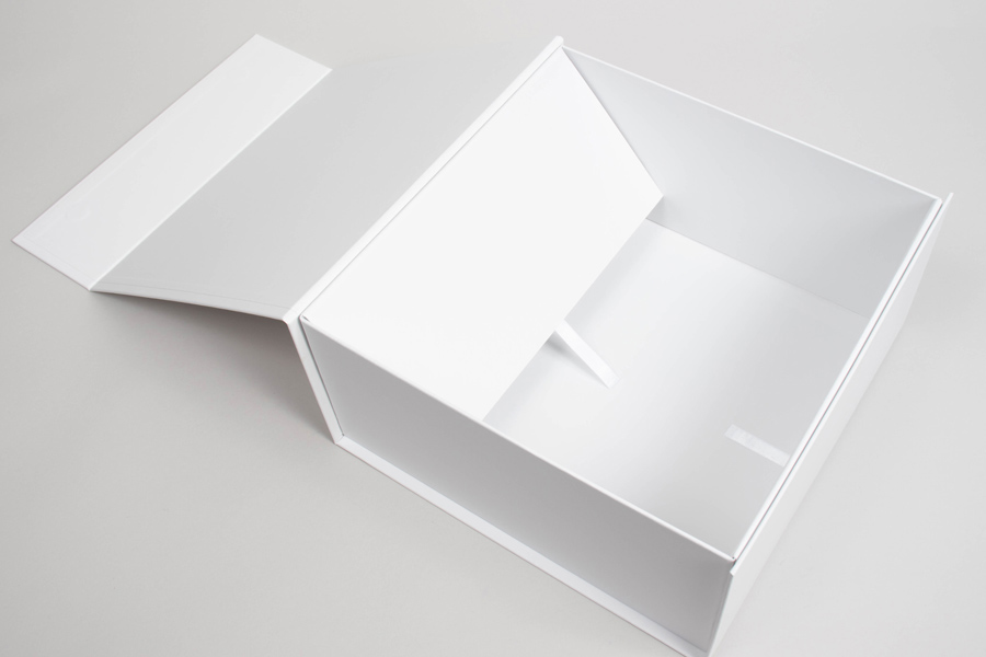15 X 12 X 7-1/4 PLUS-SERIES™ 7-FLAP COLLAPSIBLE MATTE WHITE MAGNETIC GIFT BOXES