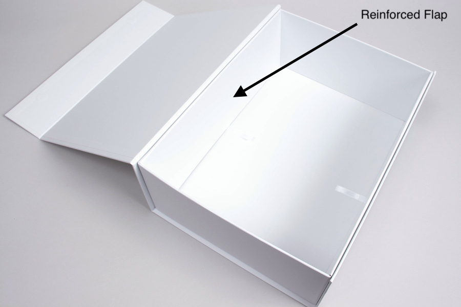 13-13/32 X 9-7/8 X 4-3/4 PLUS-SERIES™ 7-FLAP COLLAPSIBLE MATTE WHITE MAGNETIC GIFT BOXES