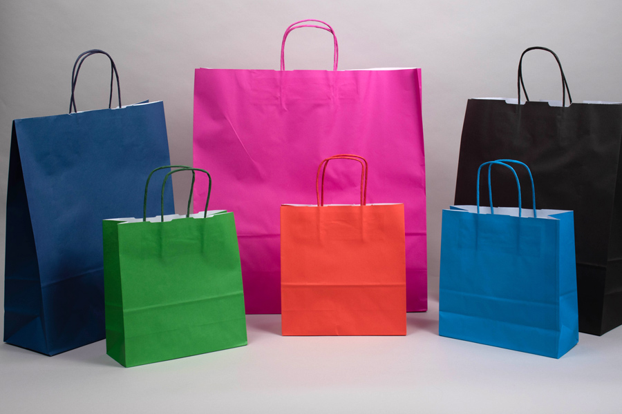 Bright Color Tinted Paper Shopping Bags