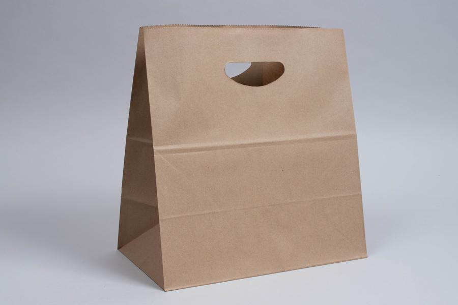 11 x 6-1/4 x 11-1/2 NATURAL KRAFT DIE-CUT HANDLE PAPER SHOPPING BAGS