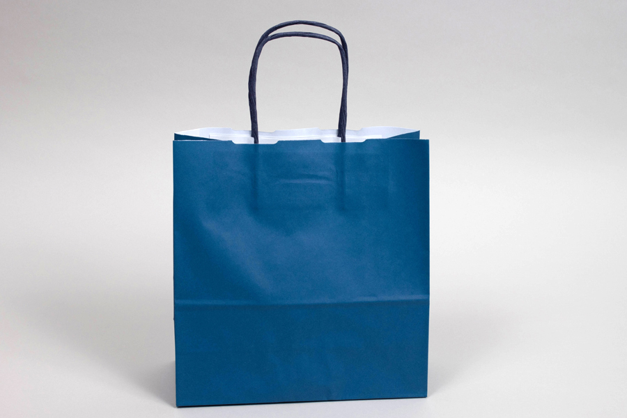 8-3/4 x 3-1/2 x 9 BRIGHT NAVY BLUE TINTED PAPER SHOPPING BAGS