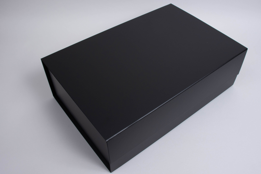 18X12X5-3/4 PLUS-SERIES™ 7-FLAP COLLAPSIBLE MATTE BLACK MAGNETIC GIFT BOXES