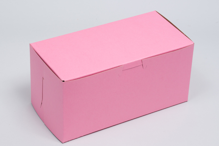 8 x 4 x 4 STRAWBERRY PINK ONE-PIECE BAKERY BOXES