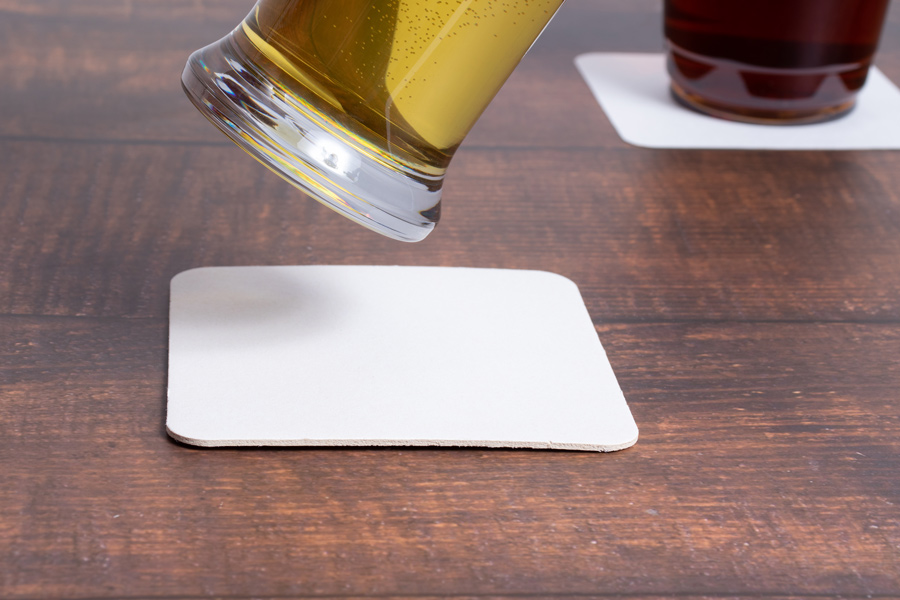 4-INCH SQUARE PULPBOARD DRINK COASTERS – 80PT