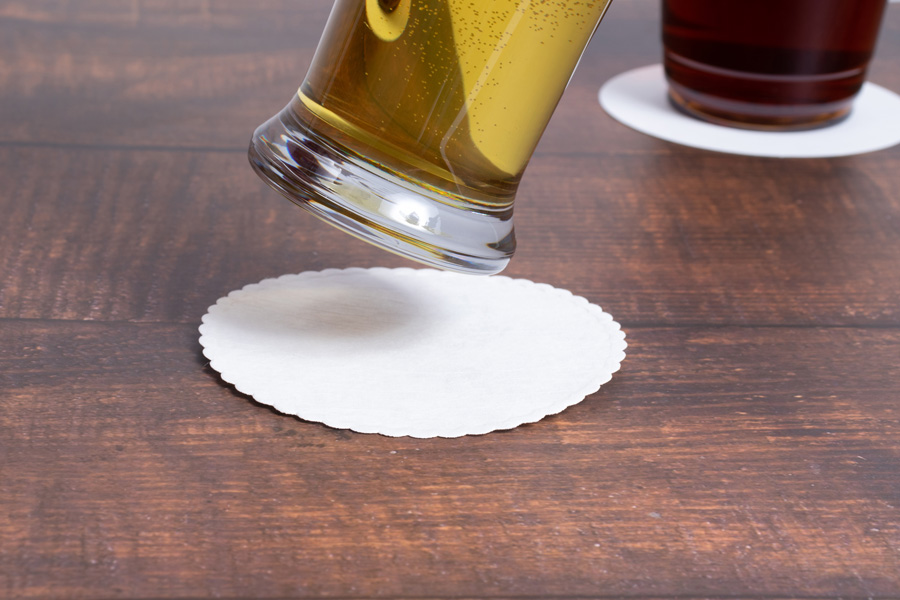 4-INCH ROUND SCALLOPED EDGE WET CREPE DRINK COASTERS - 116#