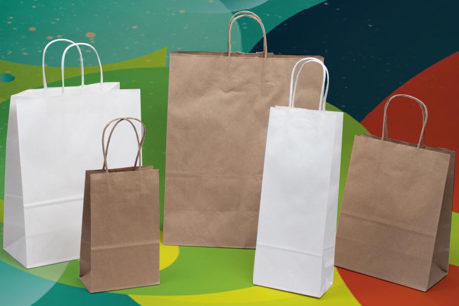 EcoPlus™ Natural and White Kraft Paper Shopping Bags